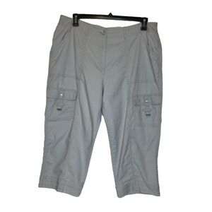 Allison Daley Women's Size 16 Blue/Grey Capris Cargo Style Pockets Snap Closures